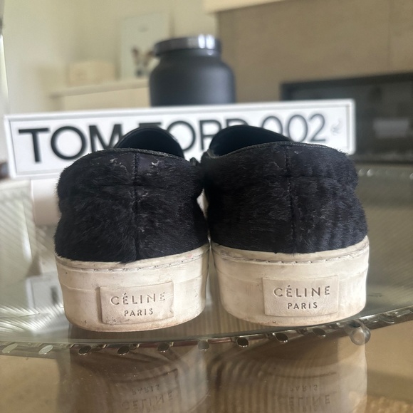 Celine Pony hair Leather Slip On Sneakers - Picture 2 of 6